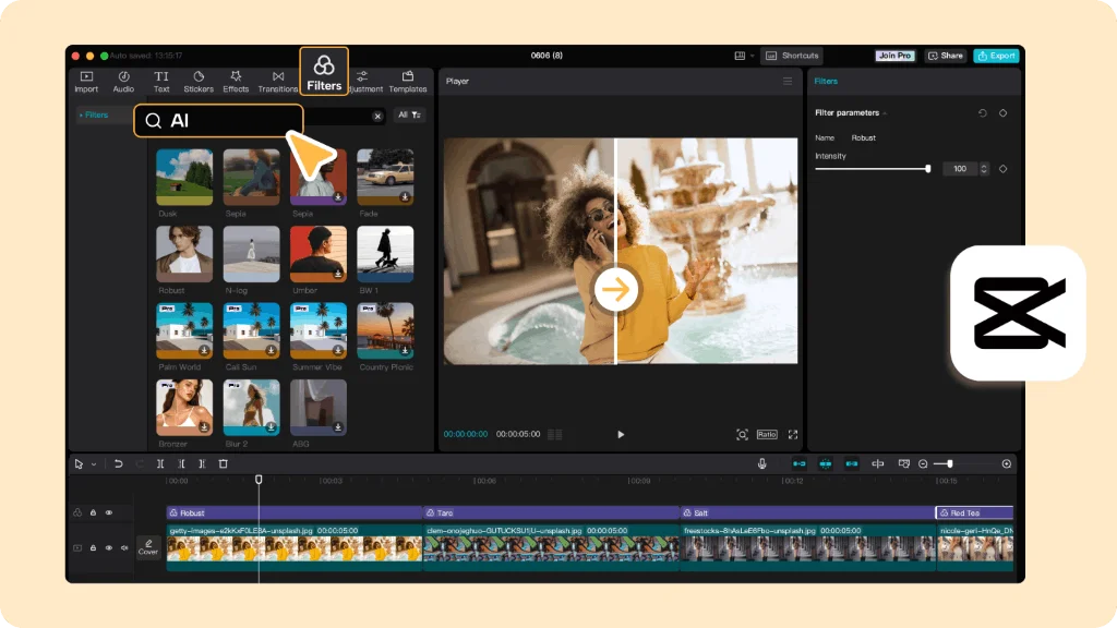 کپ کات یکی از بهترین هوش مصنوعی های ادیت ویدیو