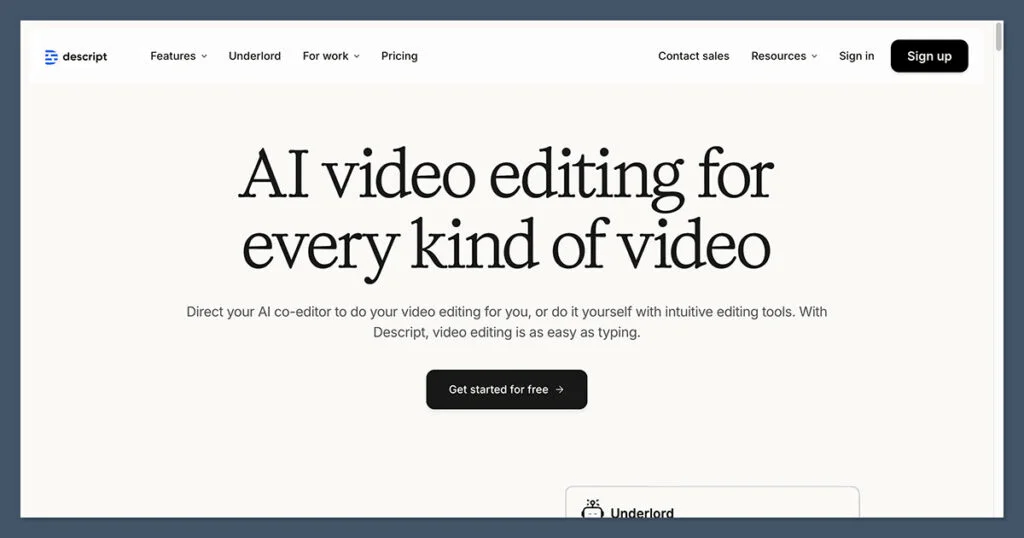 Descript بهترین برنامه ادیت ویدیو با هوش مصنوعی