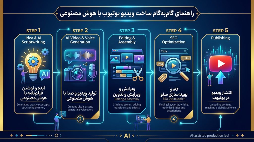 مراحل ساخت ویدیوی یوتیوب با هوش مصنوعی